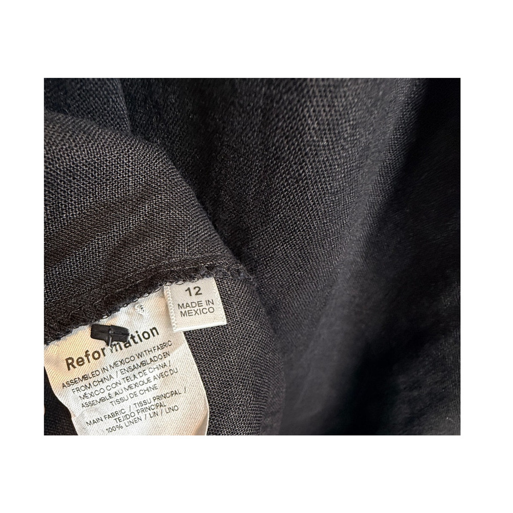 Reformation 12 Anneliese Linen Midi Dress $248 Puff Sleeve Backless Fit Flare - Picture 13 of 15